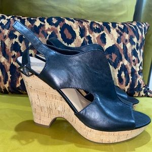 Franco Sarto cork wedges with leather